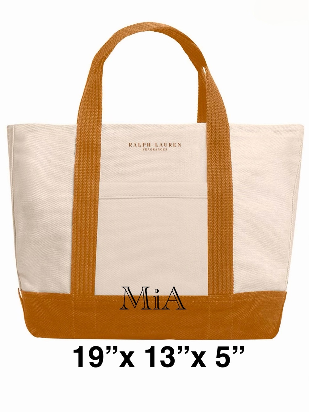 Ralph Lauren Fragrance Tote Bag / Beach Bag / Travel bag (Beige Brown Canvas) - Picture 2 of 6